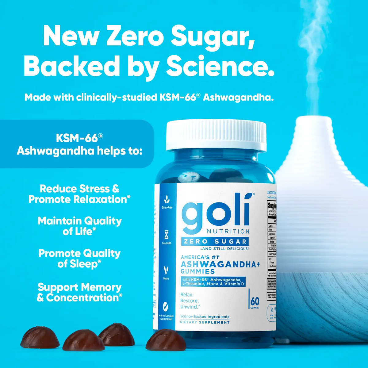 Zero Sugar Best Seller Trio - World'S First 3-In-1 Pre, Post, Probiotic, Apple Cider Vinegar with Vitamin B12 and Probiotics to Address Bloating, Ashwagandha & L-Theanine, Vitamin D Gummies. Gluten-Free, Vegan, Non-Gmo & Gelatin-Free