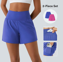 Yoga Shorts Set 2-Piece — Cool Touch with Pockets